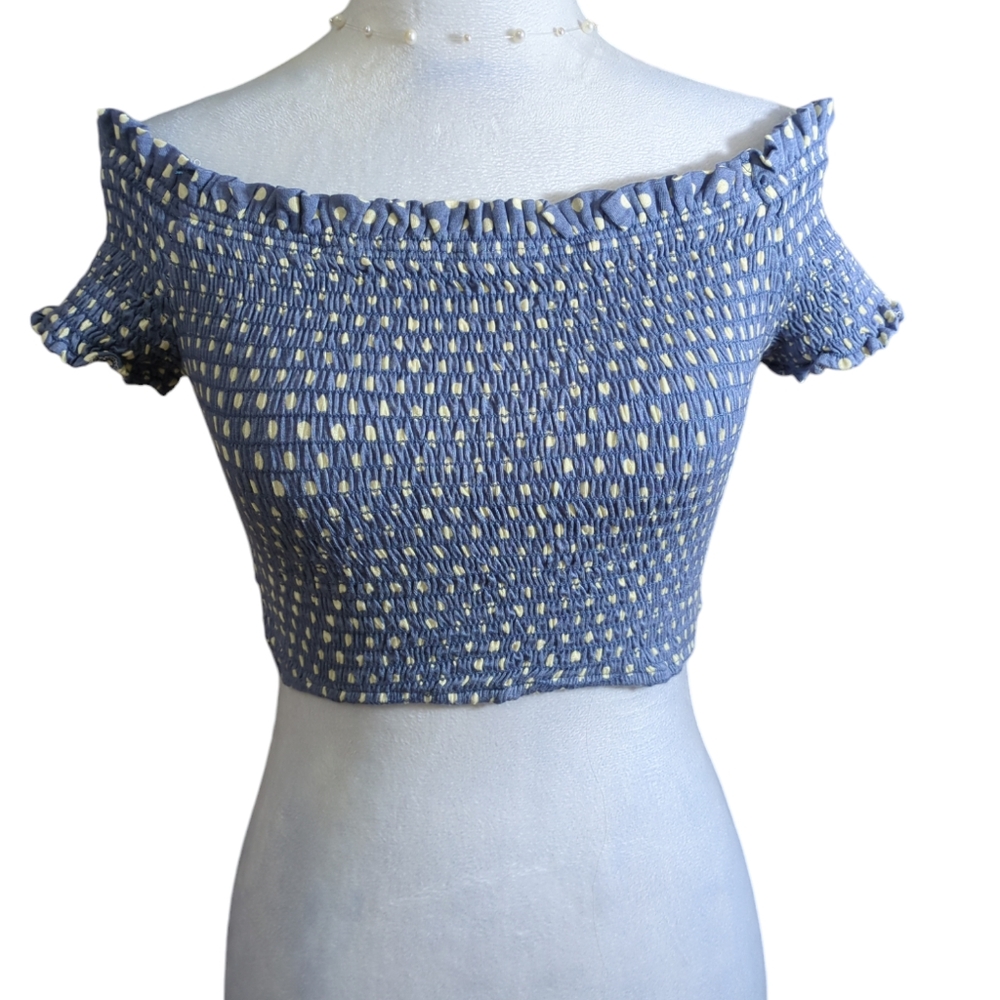 Crop top Solemio size small color blue/white